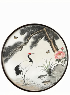 圆形实木十字绣装裱外框可配卡纸