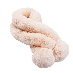 獭兔毛围巾女冬季韩版毛绒皮草围脖双面纯色球球可爱加厚保暖真毛