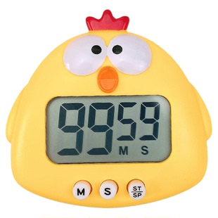 卡通可爱小鸡定时器学生写字机械提示器厨房倒计时器闹钟无需电池