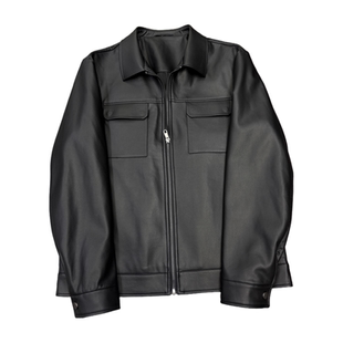 柔软细腻PU皮！秋季新款男士通勤百搭时尚翻领防风保暖PU软皮皮衣