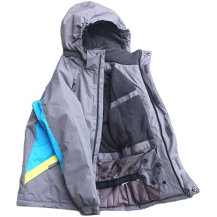 欧美儿童冲锋衣男童加绒加厚滑雪服中大童秋冬男童夹棉保暖厚外套