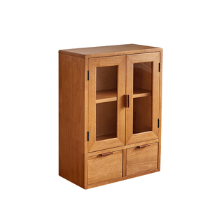 实木桌面收纳盒化妆品桌上置物架复古抽屉式手账杯子整理盒小柜子