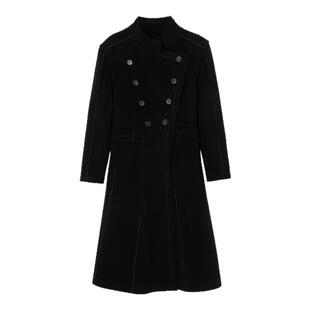 H·GENTEEL荷高年新款冬装女撞色装饰收腰设计大衣