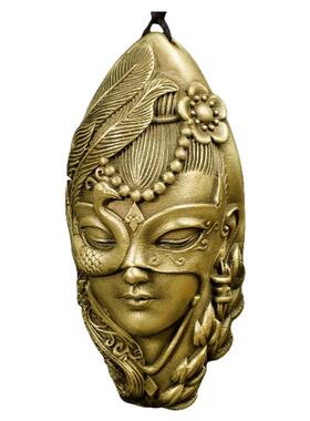 纯铜梦回楼兰美女手把件吊坠