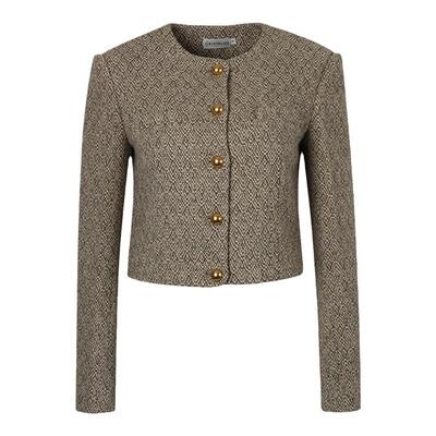 CALVINLUO粗花尼圆领短西装