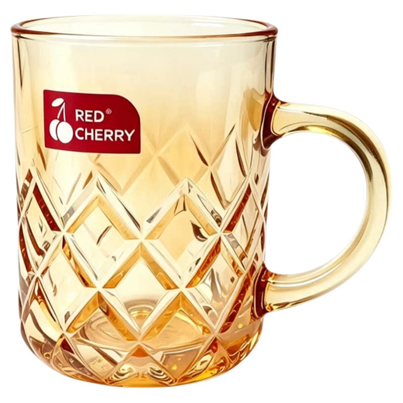 红樱桃加厚带把彩色玻璃杯