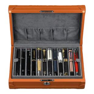 钢笔收纳存储盒笔盒笔盘展示笔收藏饰品首饰手表盒软笔槽可放大笔