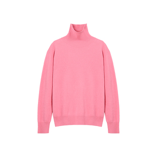 大洪洪【红粉丽人】春羊绒羊毛混纺通勤针织衫女无缝一体高领毛衣