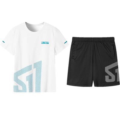 特步童装儿童短袖套装夏季新款男童夏装速干透气短裤运动服两件套