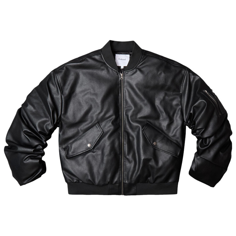 Profound Foundation支线 90白鸭绒 弯刀廓形爆裂纹MA1皮衣羽绒服