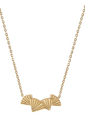 HERBE合璧 松间伞松叠叠四叶项链复古金色锁骨链日常通勤时尚百搭