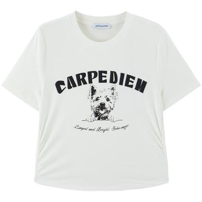 太平鸟发泡印小狗图案短袖T恤