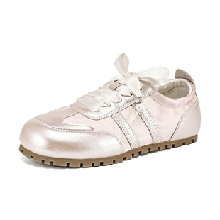 达芙妮粉色芭蕾德训鞋女2026新款夏季软底轻便女鞋平底休闲运动鞋