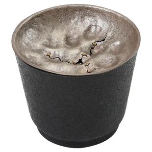 纯银999建水水盂茶台茶渣桶手工一张打茶渣缸茶洗零配废水桶 水渊