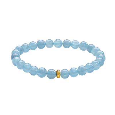 明牌珠宝晶韵系列硬金手串 黄金转运珠时尚水晶气质手链AFK0463