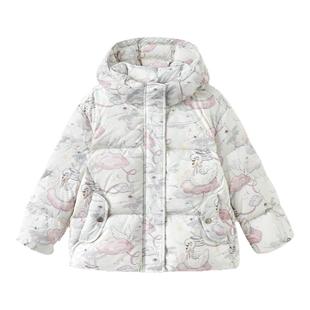premium巴拉巴拉儿童鹅羽绒服女童印花保暖连帽外套冬装新款童装