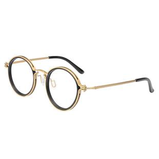 木川近视眼镜男款可配度数大脸超轻纯钛复古文艺圆框防蓝光变色镜