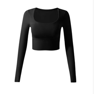 瑜搭专辑秋冬瑜伽长袖固定胸垫运动内衣速干上衣女百搭显瘦健身服