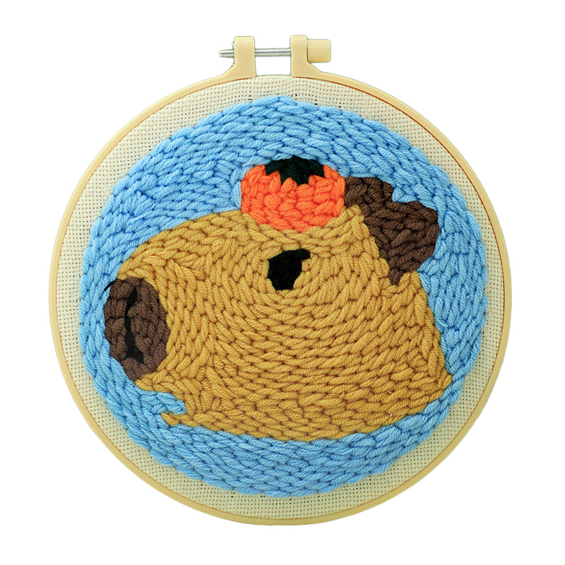 俄罗斯戳戳绣卡皮巴拉手工diy毛线画材料包可爱卡通图案益智简单