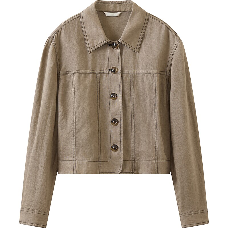 【商场同款】播26夏新品100%亚麻短外套女轻盈宽松上衣BDT2WD1671