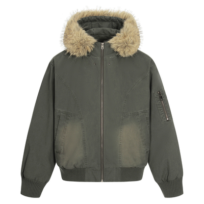 2025女美式复古连帽羽绒服