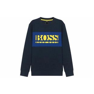 HUGO BOSS 拼色Logo图案刺绣圆领套头卫衣 男款 海军蓝色