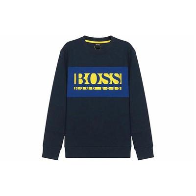 HUGO BOSS 拼色Logo图案刺绣圆领套头卫衣 男款 海军蓝色
