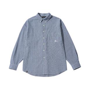 oddCIRKUS格纹衬衫 日系复古宽松长袖蓝色衬衫男女同款休闲外套