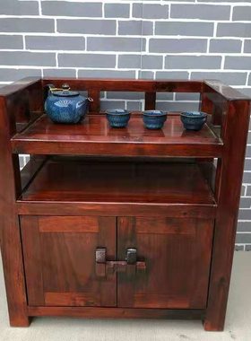 老船木茶水柜古船小茶几储物架子实木饮水柜茶柜杂物餐边柜柜子