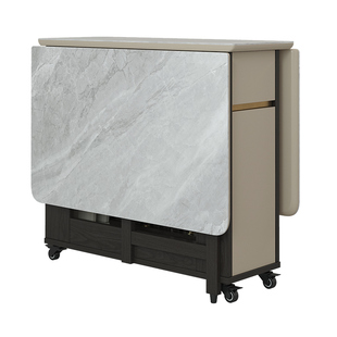 岩板折叠餐桌小户型实木餐桌椅组合二人折叠桌家用可移动伸缩桌子