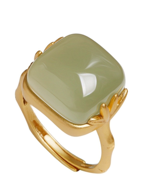 今饰有约小红书绿宝石复古戒指女