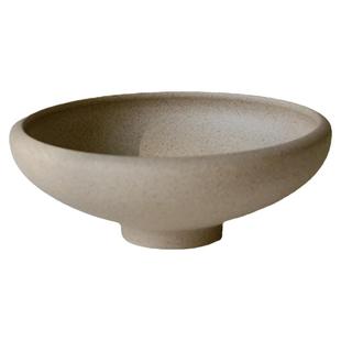 原土色粗陶高脚碗6英寸沙拉碗拌面拌粉碗餐厅冷菜凉菜碗家用菜碗