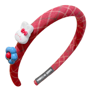 儿童格纹可爱小猫发箍小女孩洗脸防滑不勒头头箍头饰宝宝发卡发饰