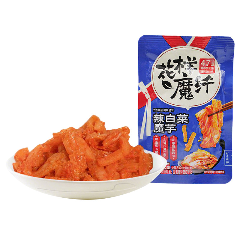 来伊份辣白菜魔芋500g魔芋爽素毛肚解馋小吃下午茶办公休闲小零食
