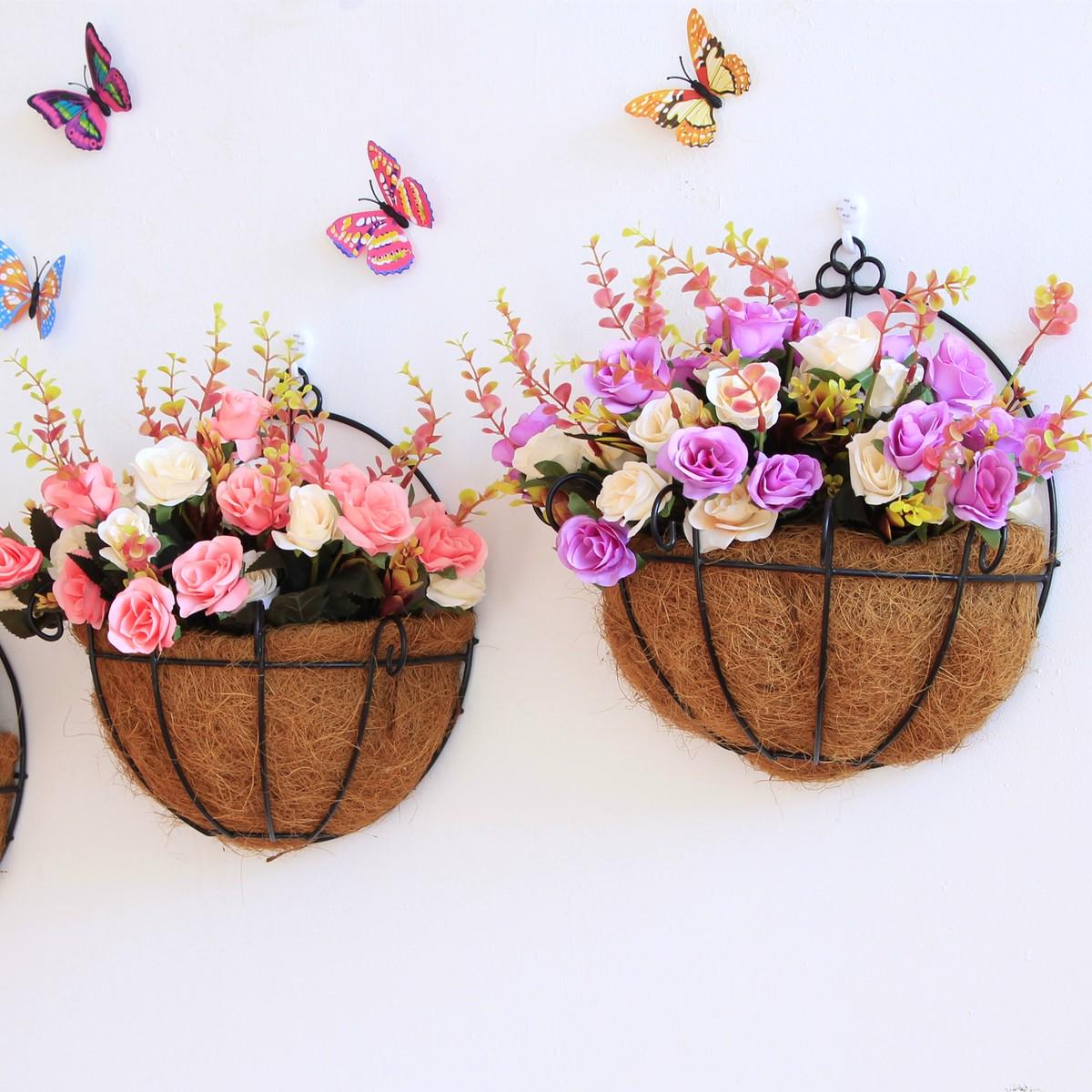 墙上装饰花草绿植墙面塑料挂墙壁假花仿真壁挂假草植物吊兰吊花