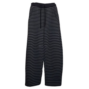 2025新款冬季加绒条纹阔腿裤女加厚宽松显瘦直筒裤百搭洋气休闲裤