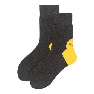 不会丢的袜子中筒创意小黄鸭长袜