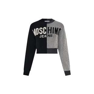 【惊喜】Moschino Jeans 女士羊毛混纺嵌花高腰针织衫