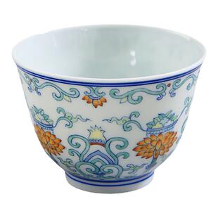 斗彩莲托三珍杯景德镇中式功夫茶杯陶瓷主人杯单杯茶盏品茗茶个人