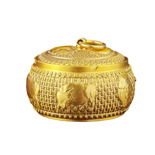 黄铜五牛烟灰缸带盖防飞灰味家用办公室抽烟摆件聚宝盆风水摆件