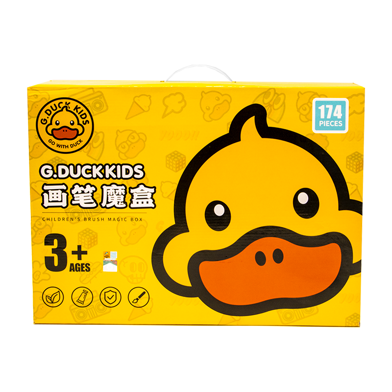 DUCK水彩笔可水洗套装儿童画笔水溶性笔幼儿园美术学生蜡笔24绘画工具过生日文具学习文具玩具益智礼物