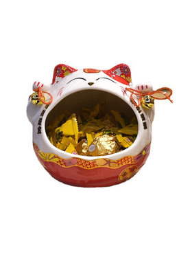 创意招财猫糖果罐进门口玄关钥匙收纳盒化妆品现代简约家居电视柜