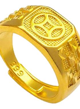 沙金镀金男款铜钱戒指金