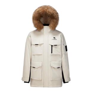 骆驼男装羽绒服男冬季2025工装毛领加厚保暖防寒外套男