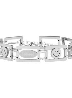 男女钛钢笑脸拼接手链新款