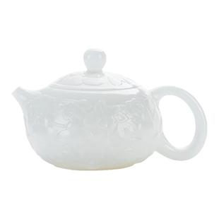 钰铨龙门 陈德根大师冰种玉瓷素烧浮雕福禄西施壶纯手工茶壶家用