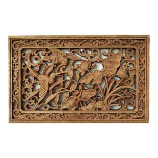 特价 东阳木雕挂件 中式仿古长方形福字香樟木工艺品隔断镂空实木