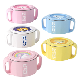 儿童吃饭碗专用316不锈钢双耳防烫防摔带盖汤碗小学生上学餐具