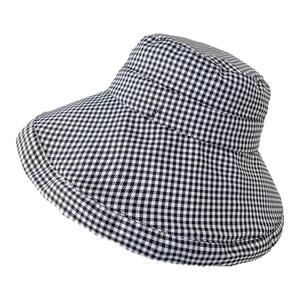 大檐防晒遮阳渔夫帽女春夏户外透气百搭防紫外线大头围千鸟格帽子