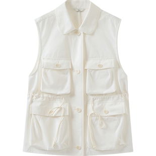 播 bo商场同款工装风翻领马甲女26春季新款宽松外套BDT1MD2101